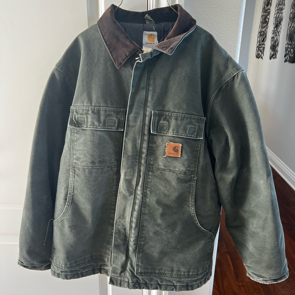 VTG Carhartt Arctic Jacket Quilt Lined Mens Large C26 MOS Green
